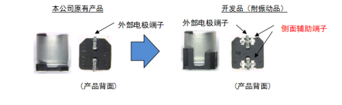 車載用 耐振動 導電性聚合33UF 16V物混淆鋁電解電容器實現產品化